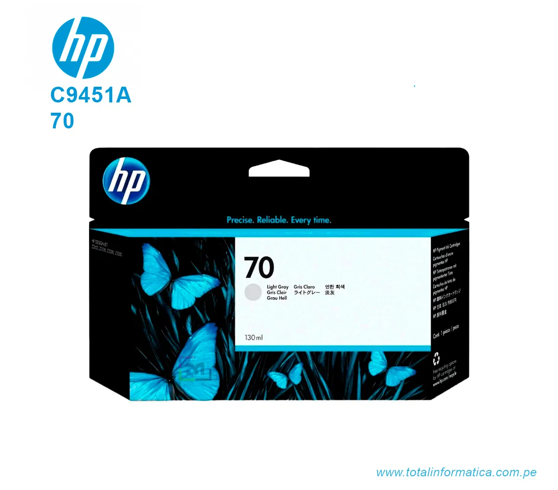 TINTA HP 70 LT GRAY 130ML ( C9451A ) DESIGNJET Z2100 - imagen 1