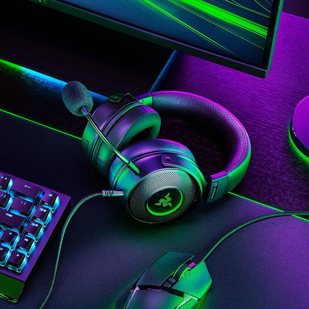 AUDIFONO GAMING CON MICROFONO RAZER KRAKEN V3 USB HYPERSENSE, USB HYPERSENSE THX, NEGRO(RZ04-03770100-R3U1) - imagen 2