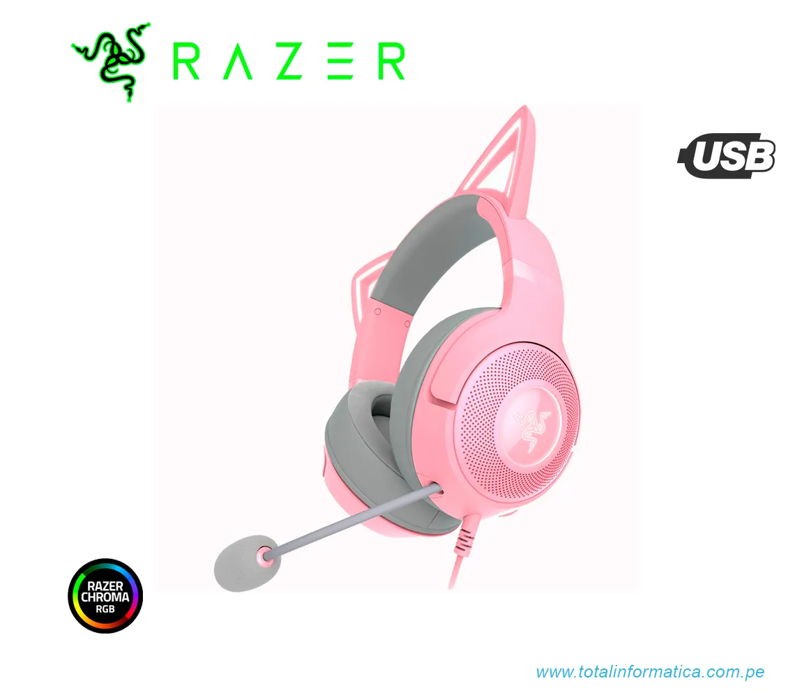 AUDIFONO CON MICROFONO RAZER KRAKEN KITTY V2, CHROMA RGB, USB, ROSA(RZ04-04730200-R3U1) - imagen 4