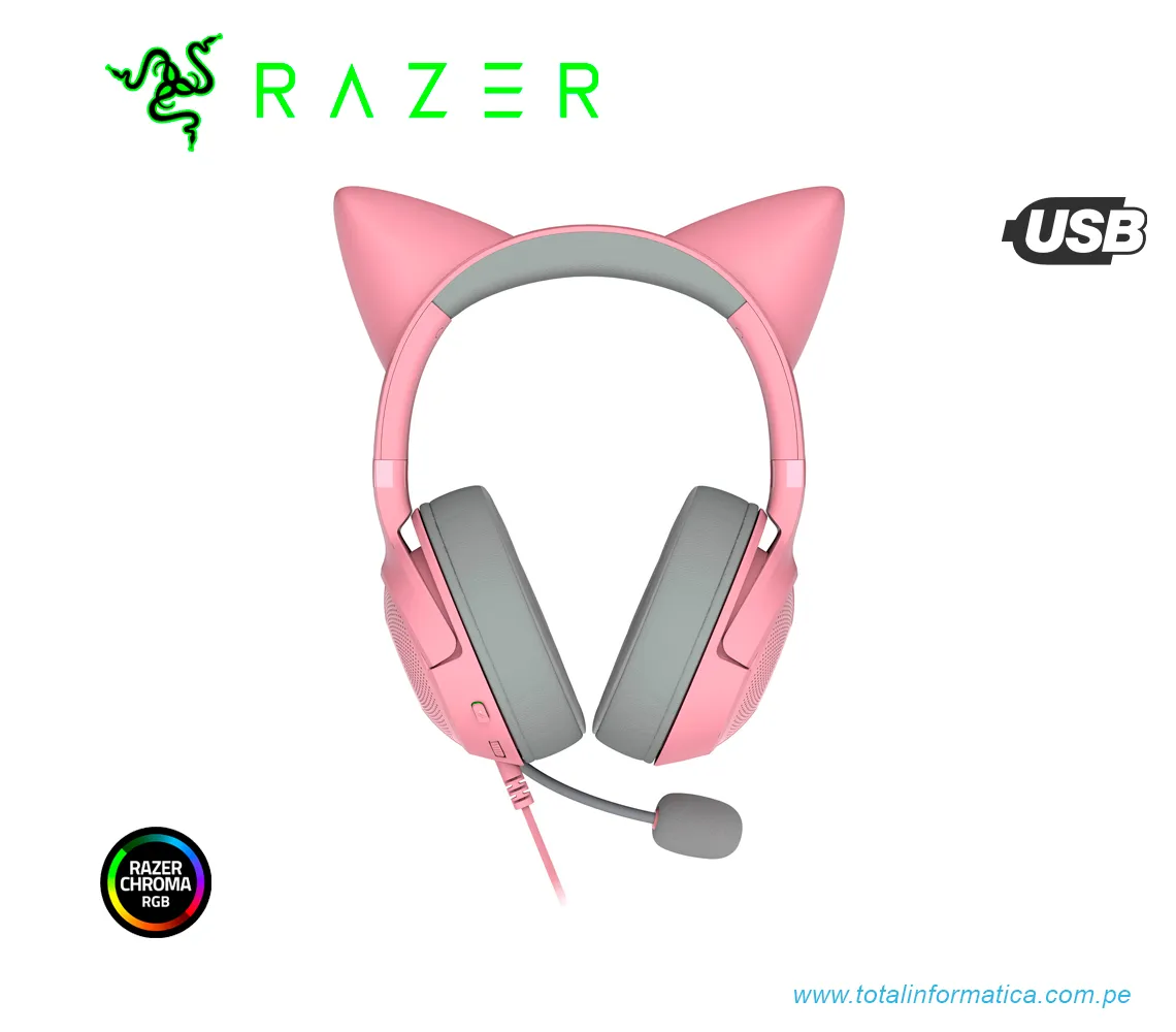 AUDIFONO CON MICROFONO RAZER KRAKEN KITTY V2, CHROMA RGB, USB, ROSA(RZ04-04730200-R3U1) - imagen 3