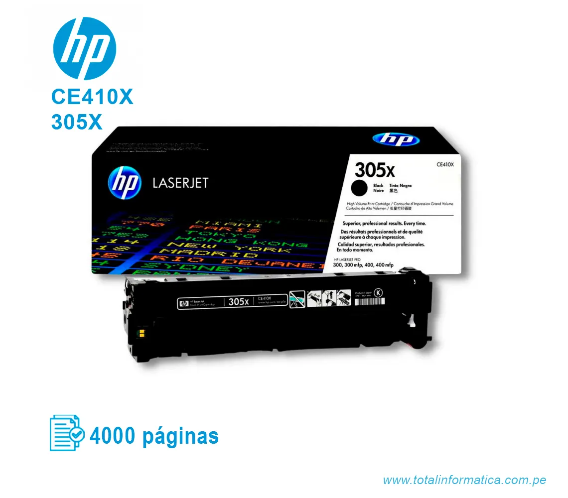 TONER HP 305X BLACK ( CE410X ) LASERJET M551N, 4000 PGS - imagen 2