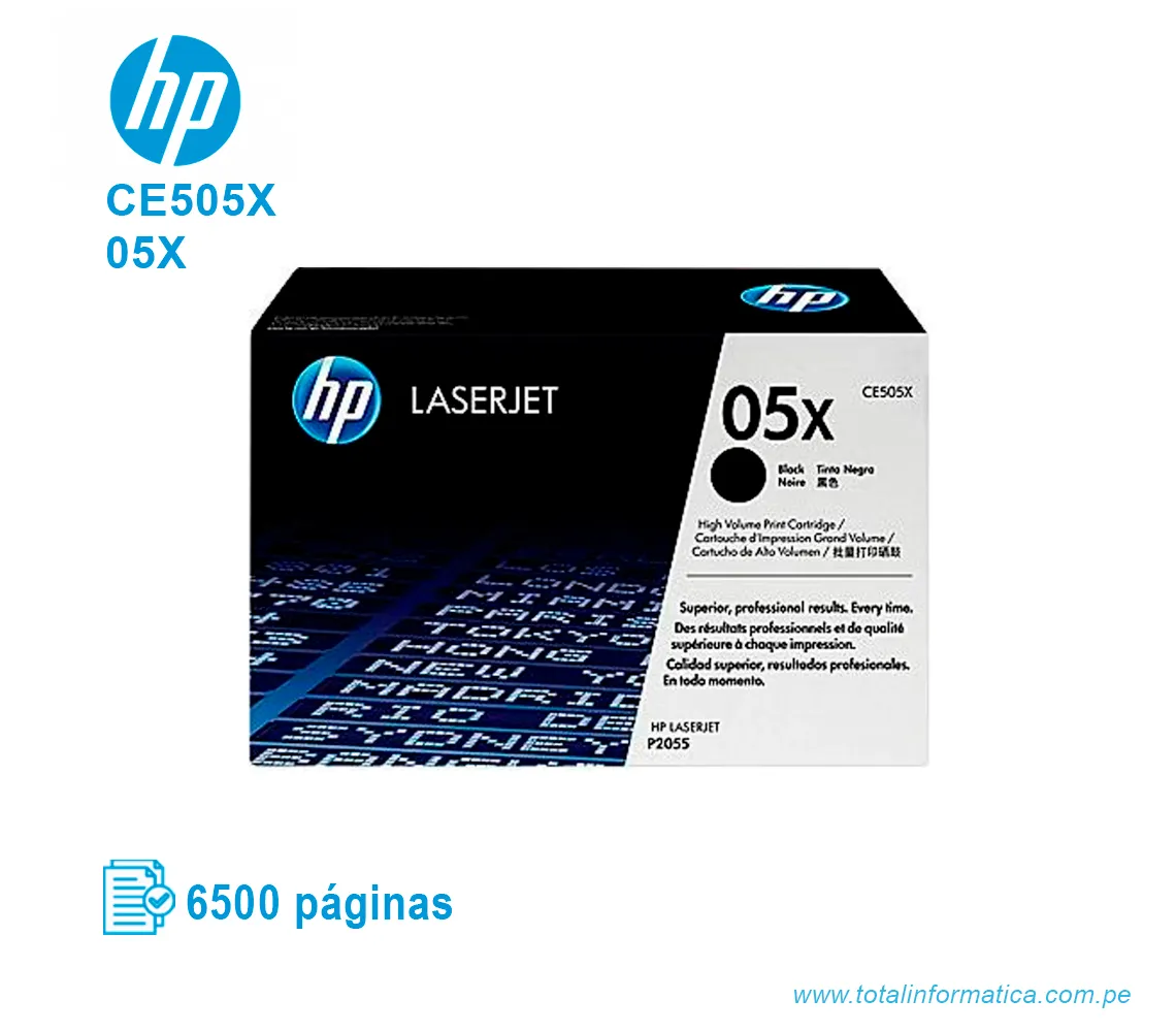 TONER HP 05X BLACK ( CE505X ) LASERJET P2055, 6500 PGS - imagen 1