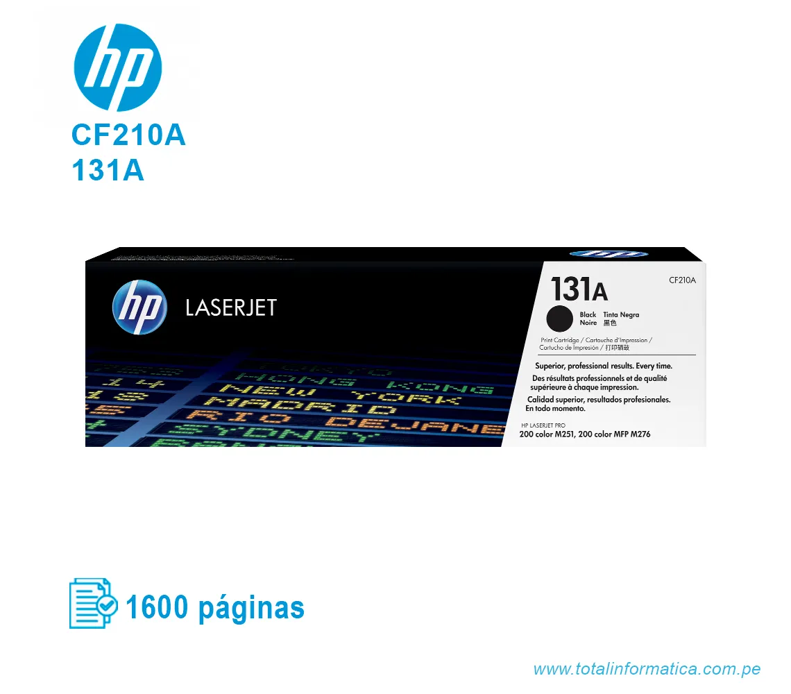 TONER HP 131A BLACK ( CF210A ) LASERJET M251, 1600 PGS - imagen 1