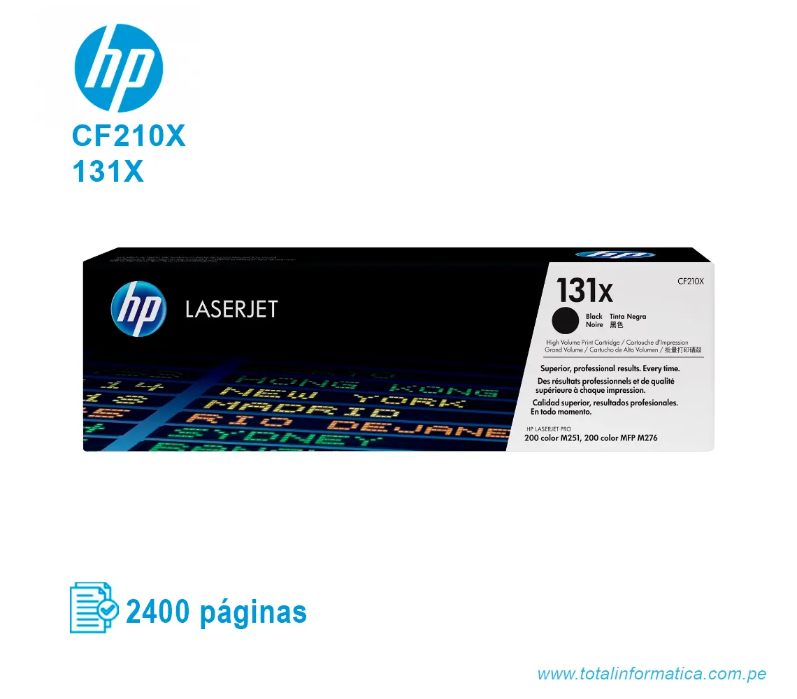 TONER HP 131X BLACK ( CF210X ) LASERJET M251, 2400 PGS - imagen 1