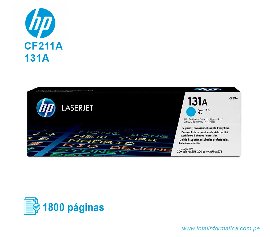 TONER HP 131A CYAN ( CF211A ) LASERJET M251, 1800 PGS - imagen 1
