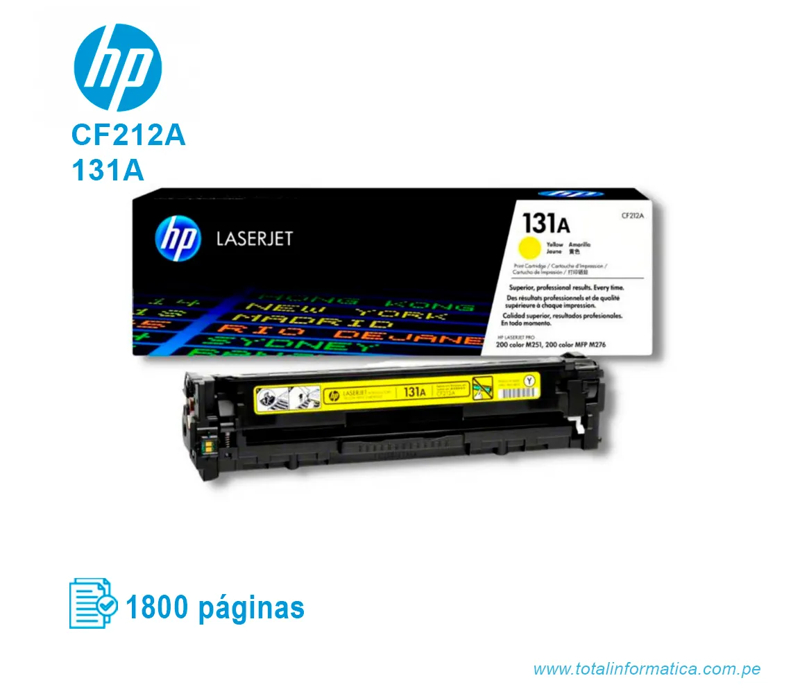 TONER HP 131A YELLOW ( CF212A ) LASERJET M251, 1800 PGS - imagen 2
