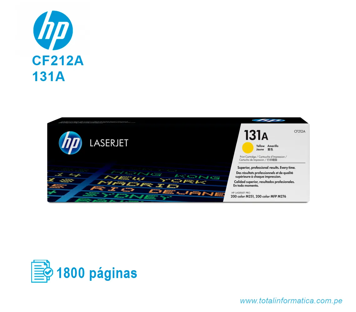 TONER HP 131A YELLOW ( CF212A ) LASERJET M251, 1800 PGS - imagen 1