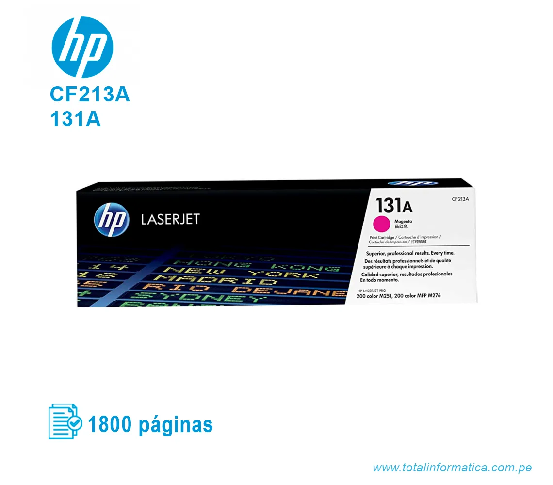 TONER HP 131A MAGENTA ( CF213A ) LASERJET M251, 1800 PGS - imagen 1