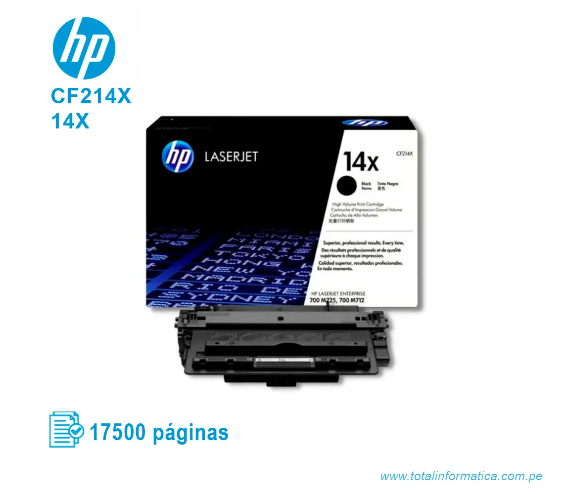 TONER HP 14X BLACK ( CF214X ) LASERJET 700, 17.5K PGS - imagen 2