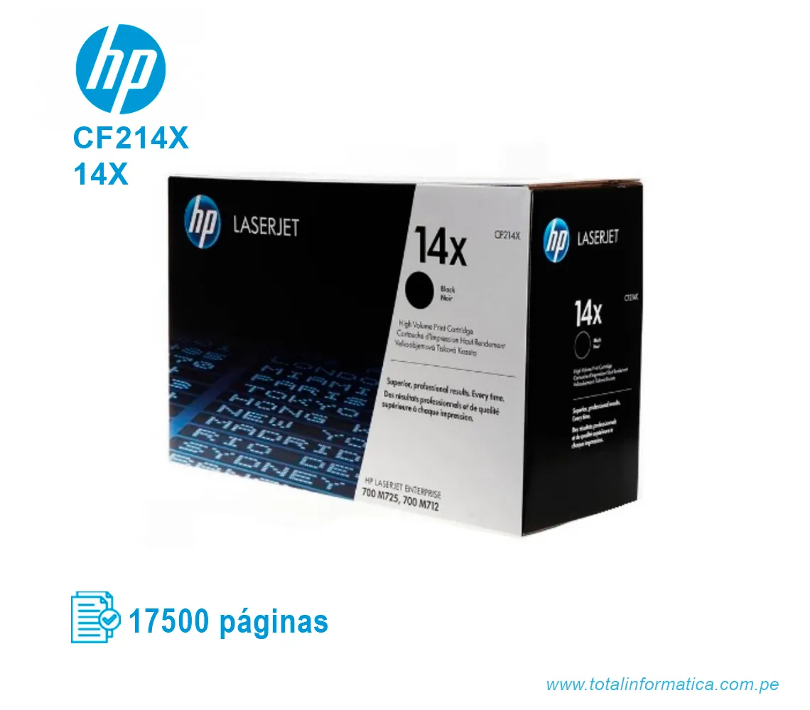 TONER HP 14X BLACK ( CF214X ) LASERJET 700, 17.5K PGS - imagen 1
