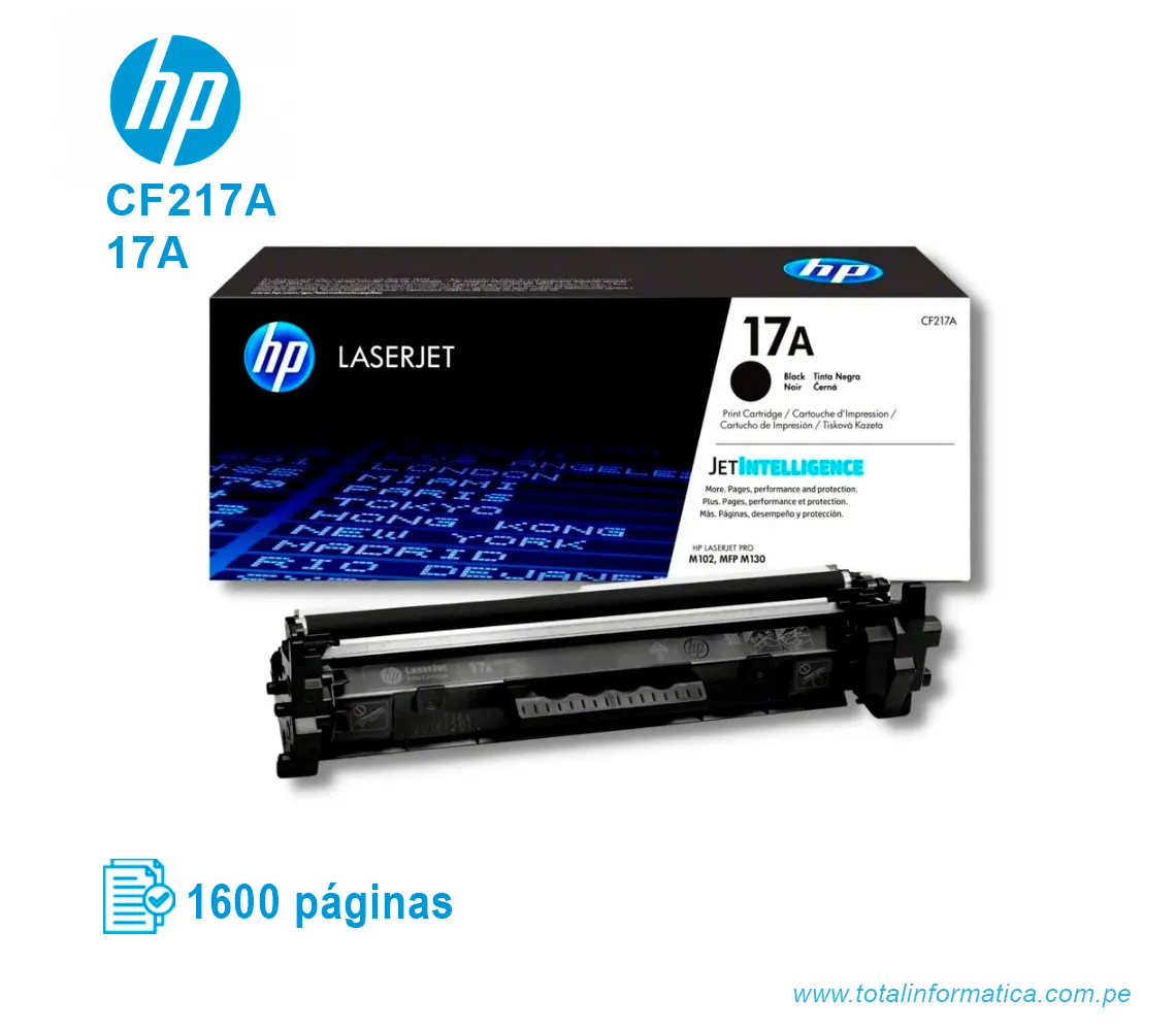 TONER HP 17A BLACK ( CF217A ) LASERJET M102, 1.6K PGS - imagen 2