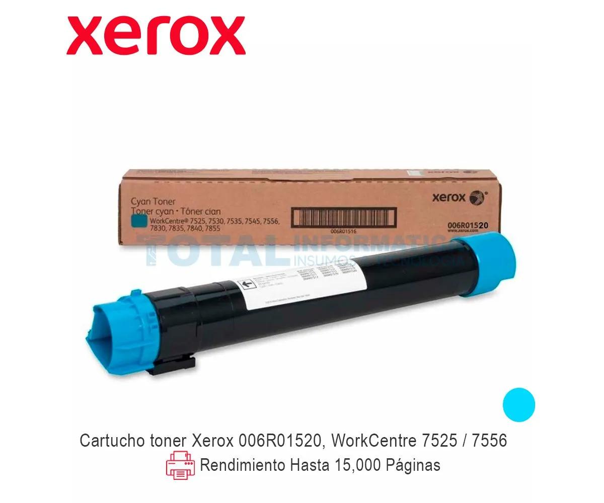 TONER XEROX ( 006R01520 ) CYAN, WC 7500 SERIES, 15.K - imagen 1