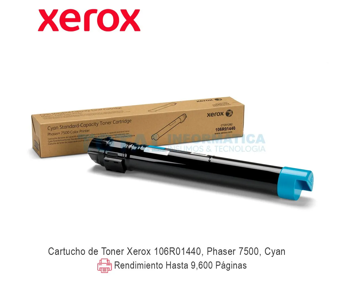 TONER XEROX ( 106R01440 ) CYAN, PHASER 7500 STAND - imagen 1