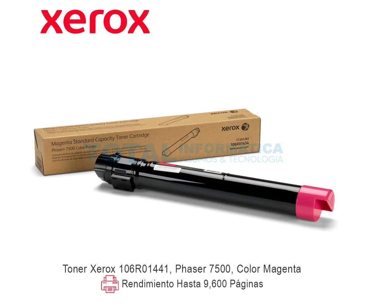 TONER XEROX ( 106R01441 ) MAGENTA PARA PHASER 7500, 9600 PAG - imagen 1