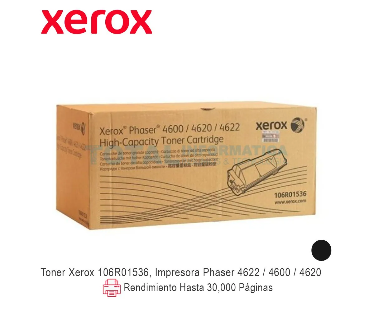 TONER XEROX ( 106R01536 ) PHASER 4600, 4620, 30.K PAG - imagen 1