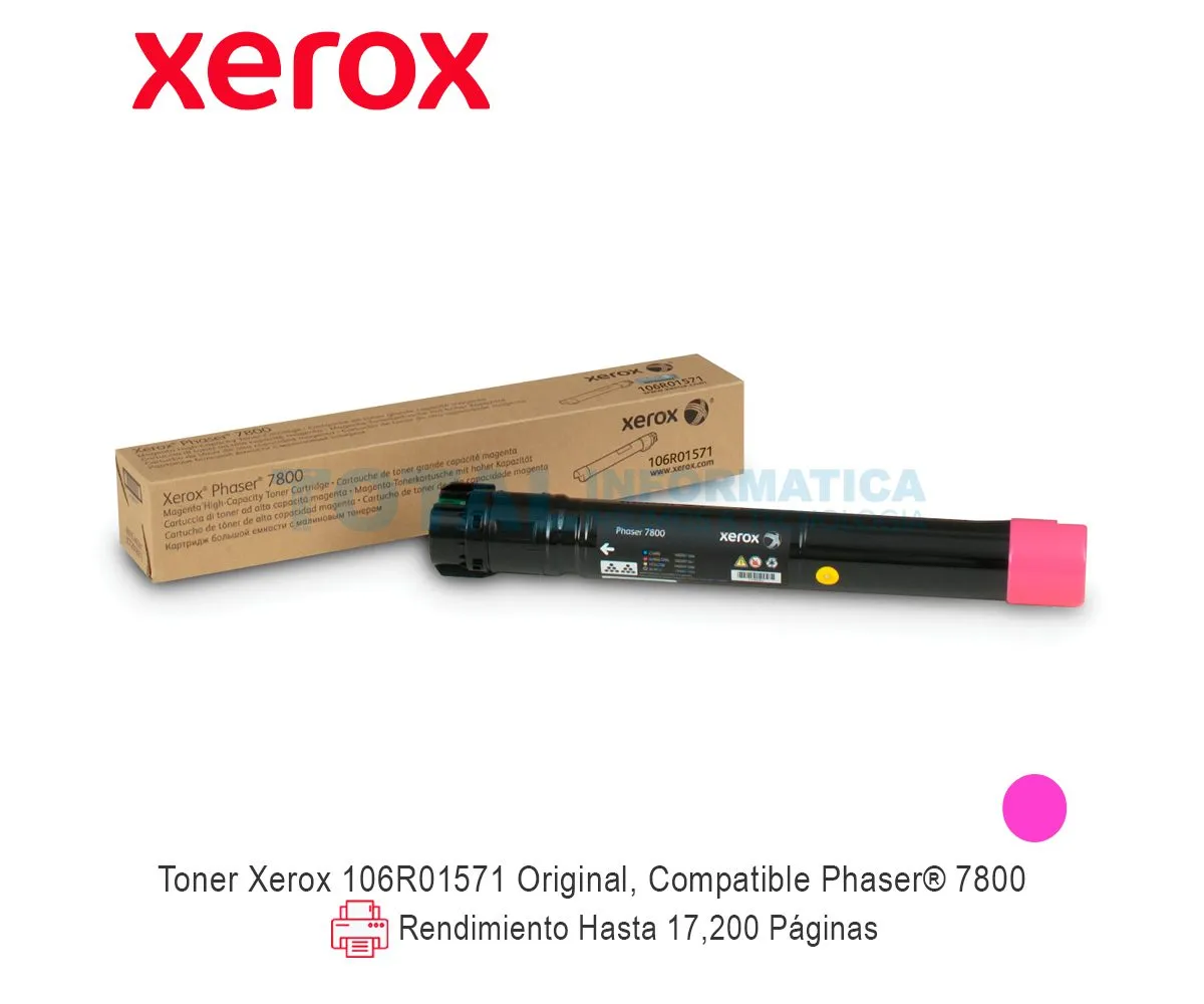 TONER XEROX ( 106R01571 ) PHASER 7800, MAGENTA, 17.2K - imagen 1