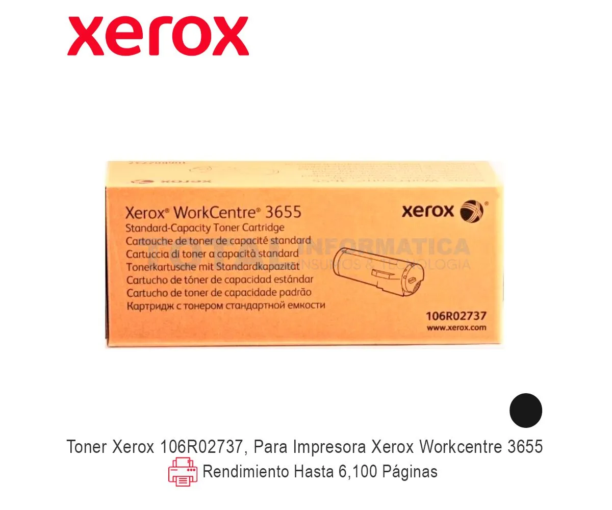 TONER XEROX ( 106R02737 ) WORKCENTRE 3655, 6,100 PAGS - imagen 1