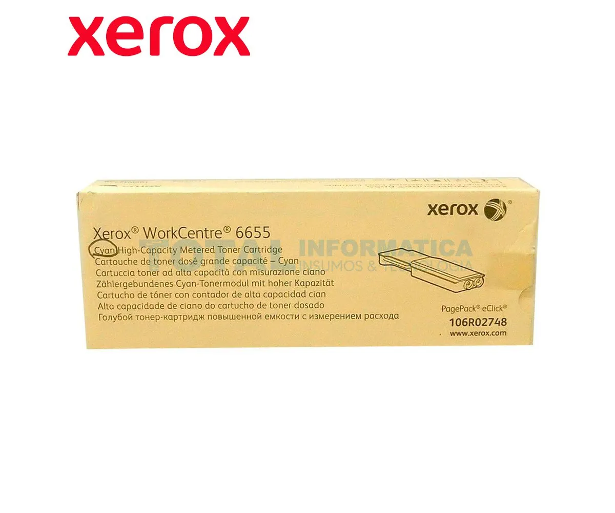 TONER XEROX ( 106R02748 ) WORKCENTRE 6655, CYAN METERED, 11.5K - imagen 2