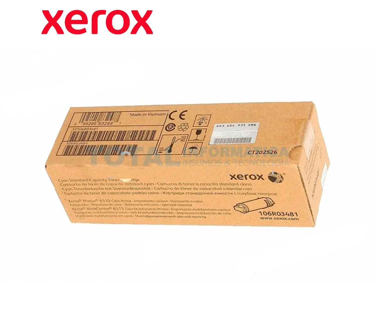 TONER XEROX ( 106R03481 ) WORKCENTRE 6510, 6515, CYAN - imagen 2