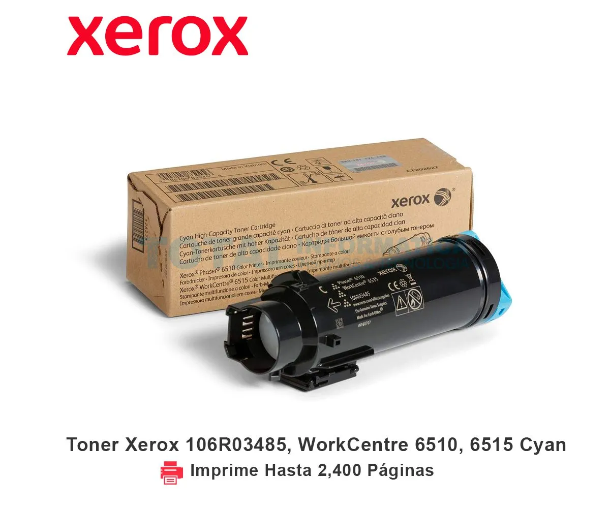TONER XEROX ( 106R03485 ) WORKCENTRE 6510, 6515, CYAN - imagen 1