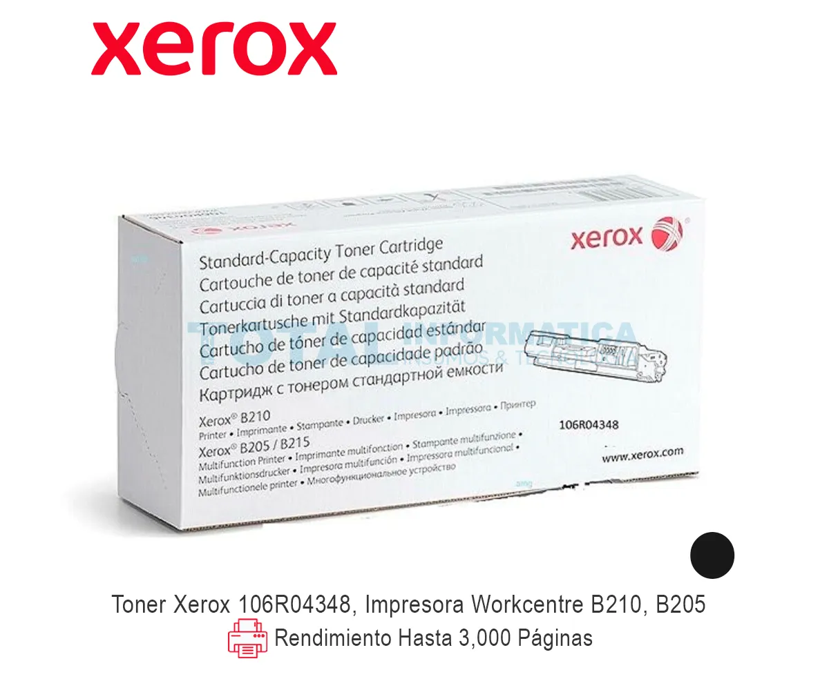 TONER XEROX 106R04348 NEGRO PARA B210 B215 B205 ORIGINAL - imagen 1