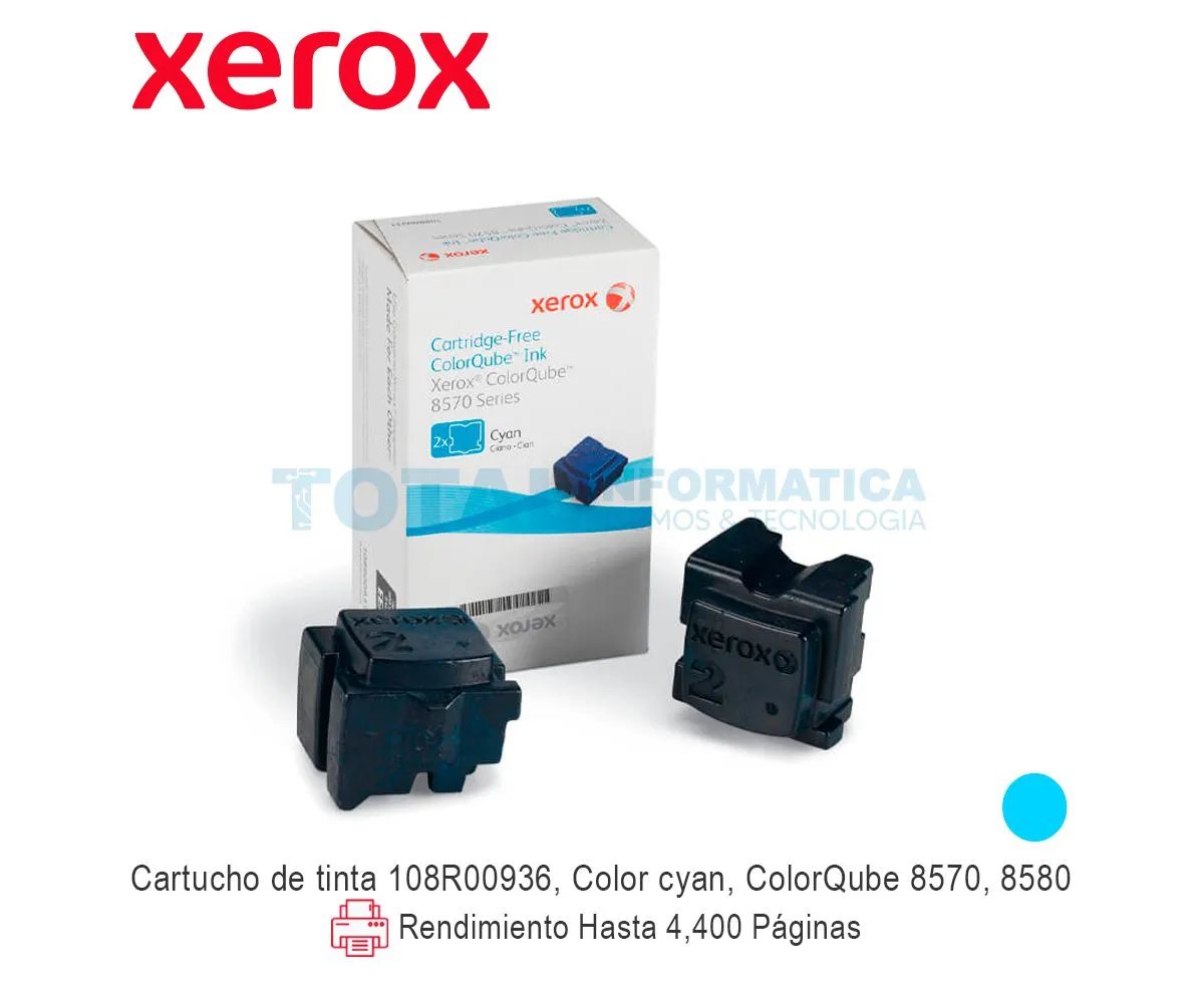 TINTA SOLIDA XEROX ( 108R00936 ) CYAN COLORQUBE 8570, 4.4 KPG - imagen 1