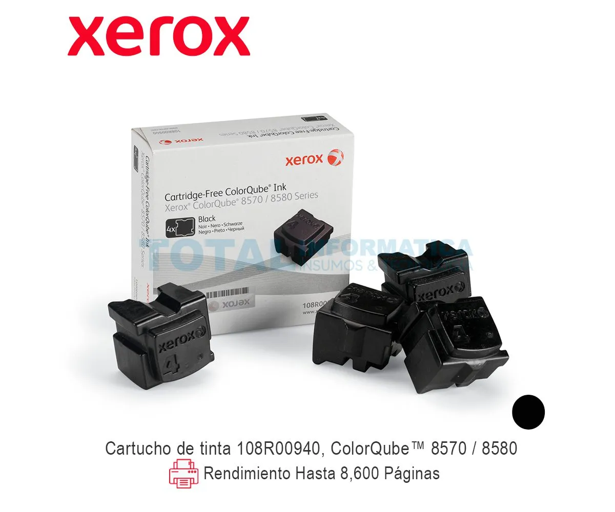 TINTA SOLIDA XEROX ( 108R00940 ) COLORQUBE 8570, NEGRO, 8.6K - imagen 1