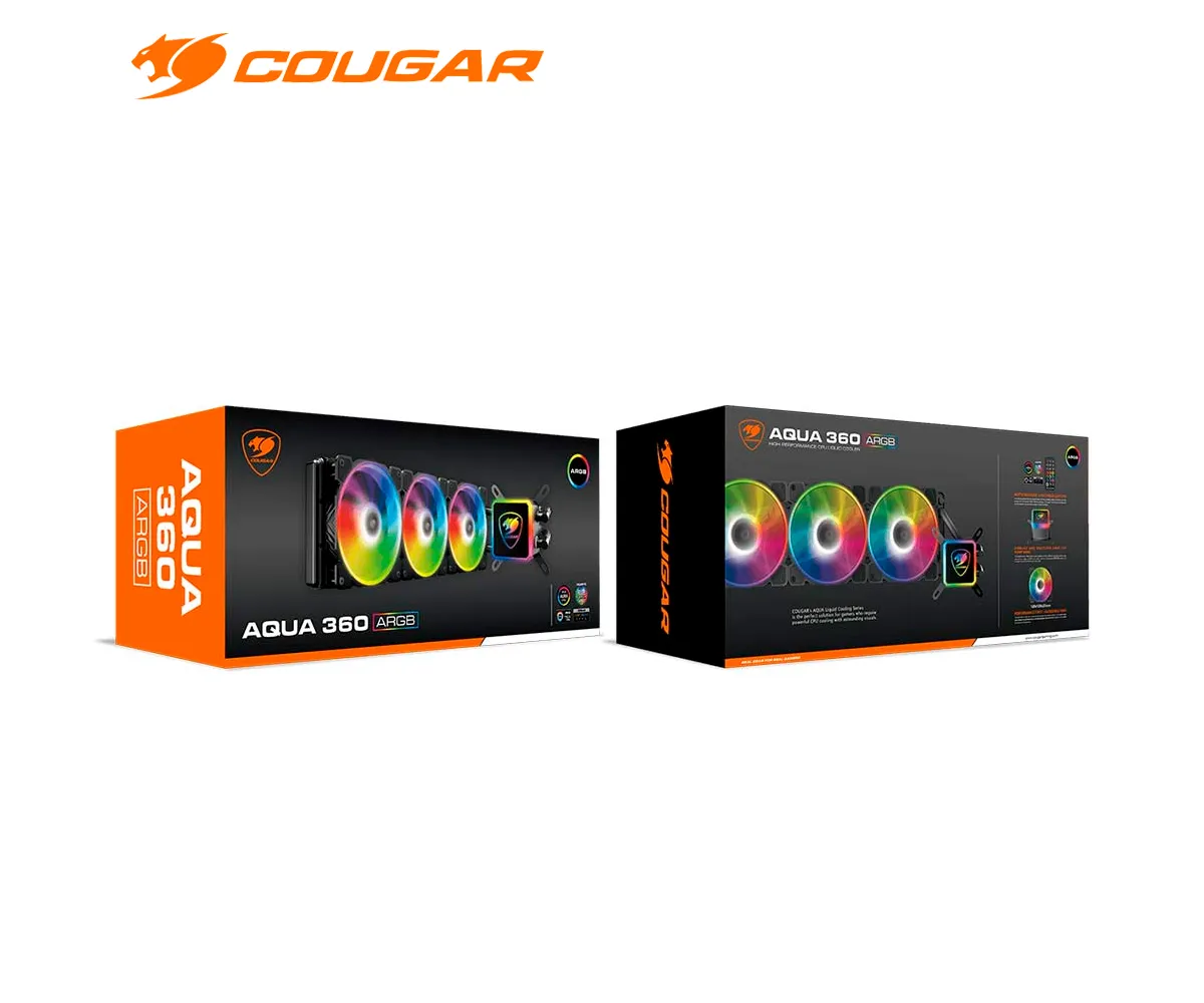 ENFRIAMIENTO LÍQUIDO COUGAR AQUA ARGB 360, 120MM, 2000 RPM, 3 X FAN, RGB - imagen 2