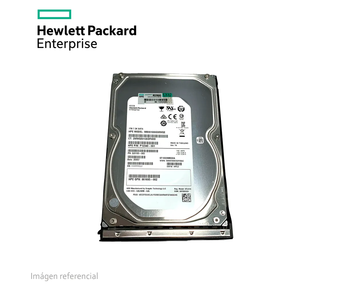DISCO DURO INTERNO HPE 861686-B21, 1TB, SATA 6.0, 7200 RPM, 512N, 3.5, LFF". - imagen 2