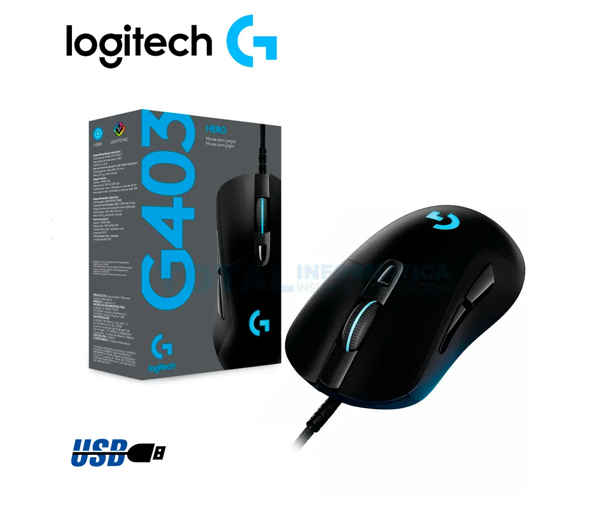 MOUSE GAMING LOGITECH G403 HERO ( 910-005630 ) NEGRO - imagen 1