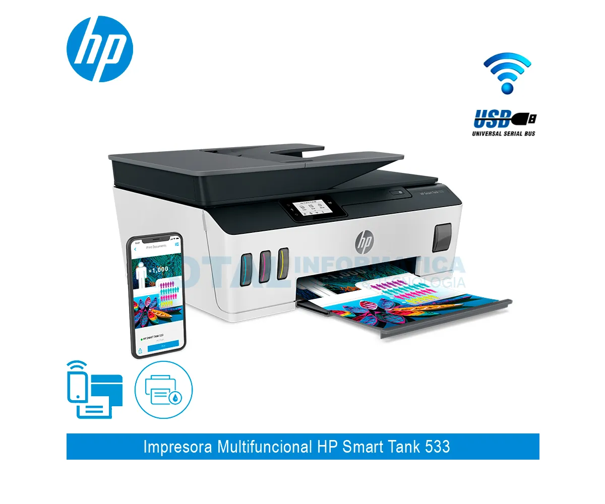 MULTIFUNCIONAL HP SMART TANK 533 PLUS, A INYECCION, ADF - imagen 3