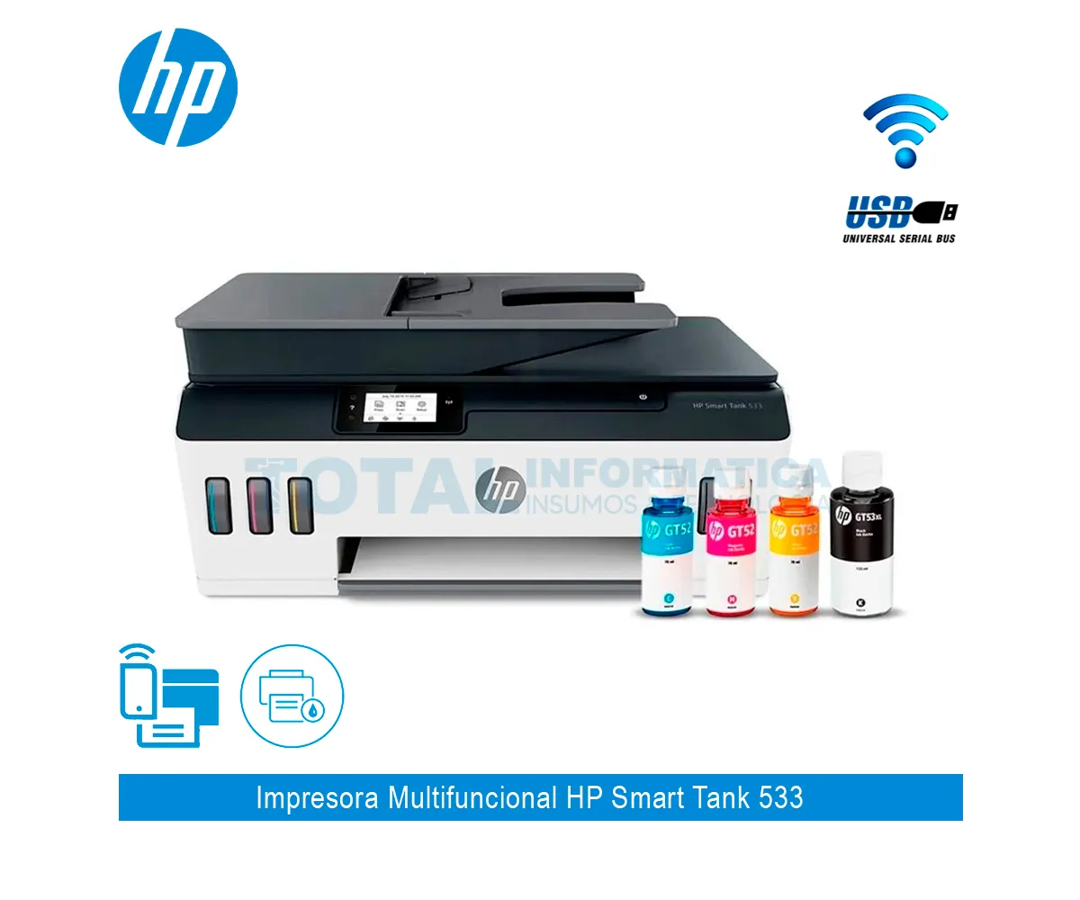 MULTIFUNCIONAL HP SMART TANK 533 PLUS, A INYECCION, ADF - imagen 1
