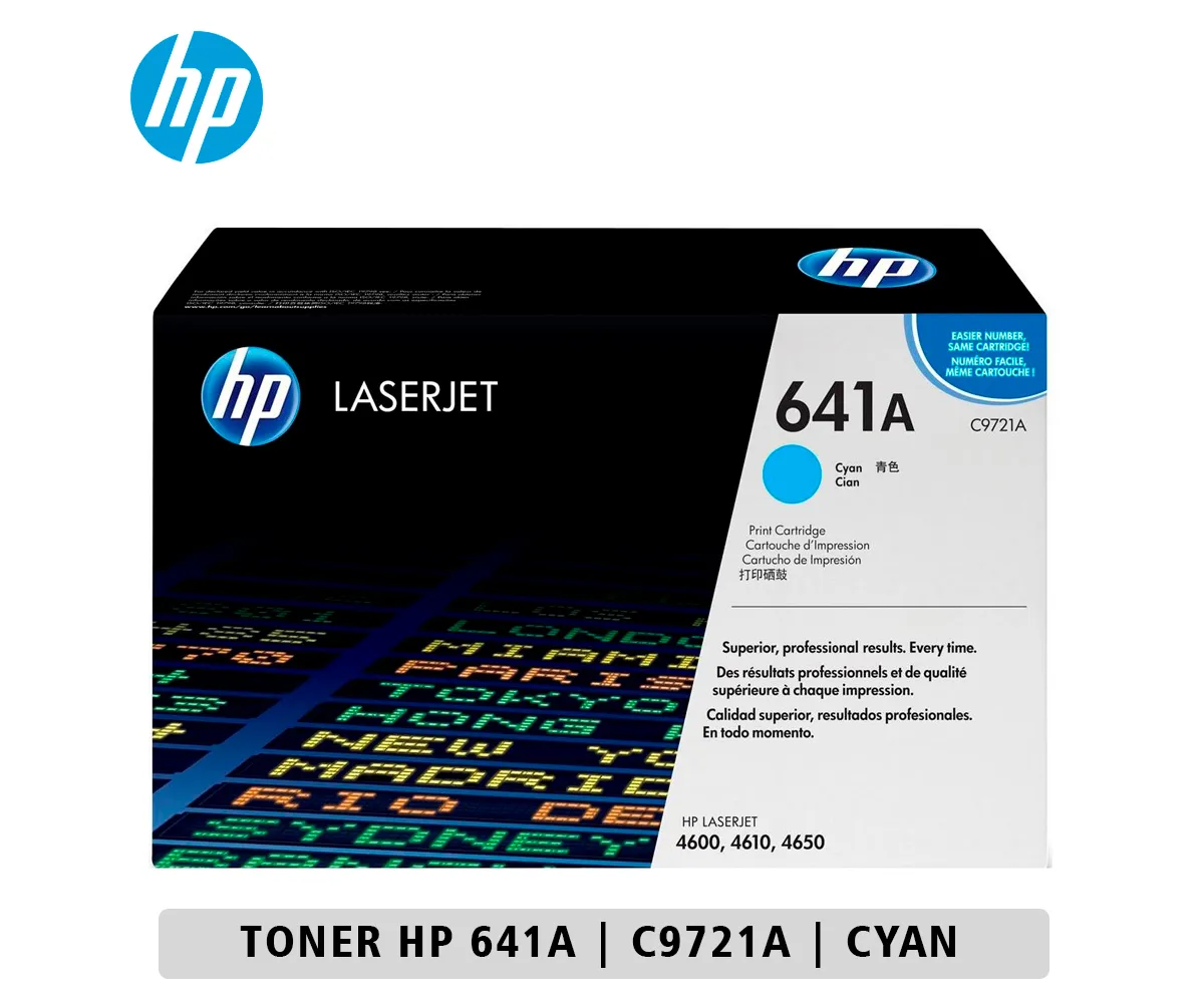 TONER HP 641A CYAN (C9721A) LASERJET 4600, 4610, T 4650, 8000 PAGINAS, - imagen 1