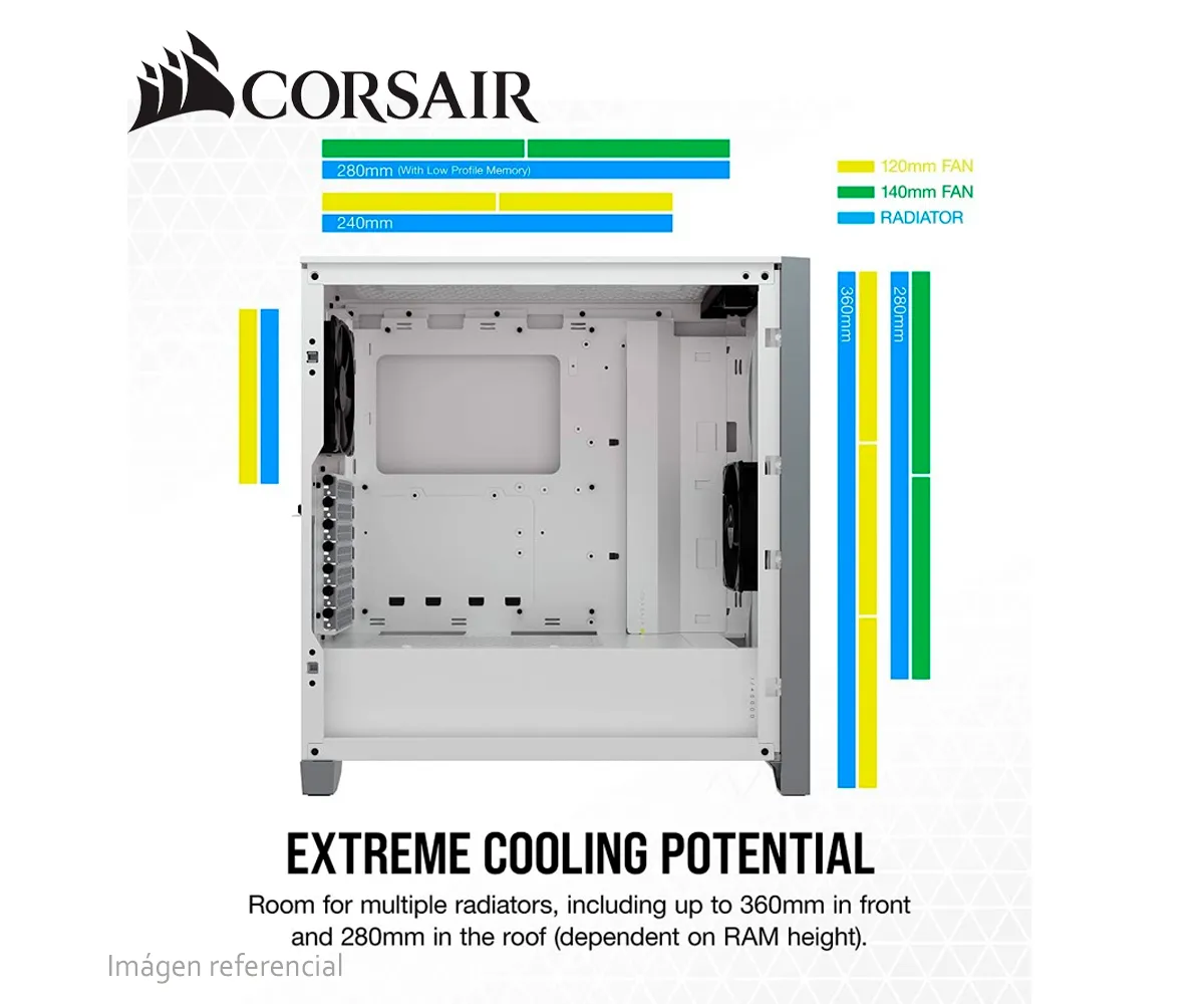 CASE CORSAIR (CC-9011201-WW) SEMITORRE 4000D AIRFLOW, MID TOWER, ATX, BLANCO. - imagen 3