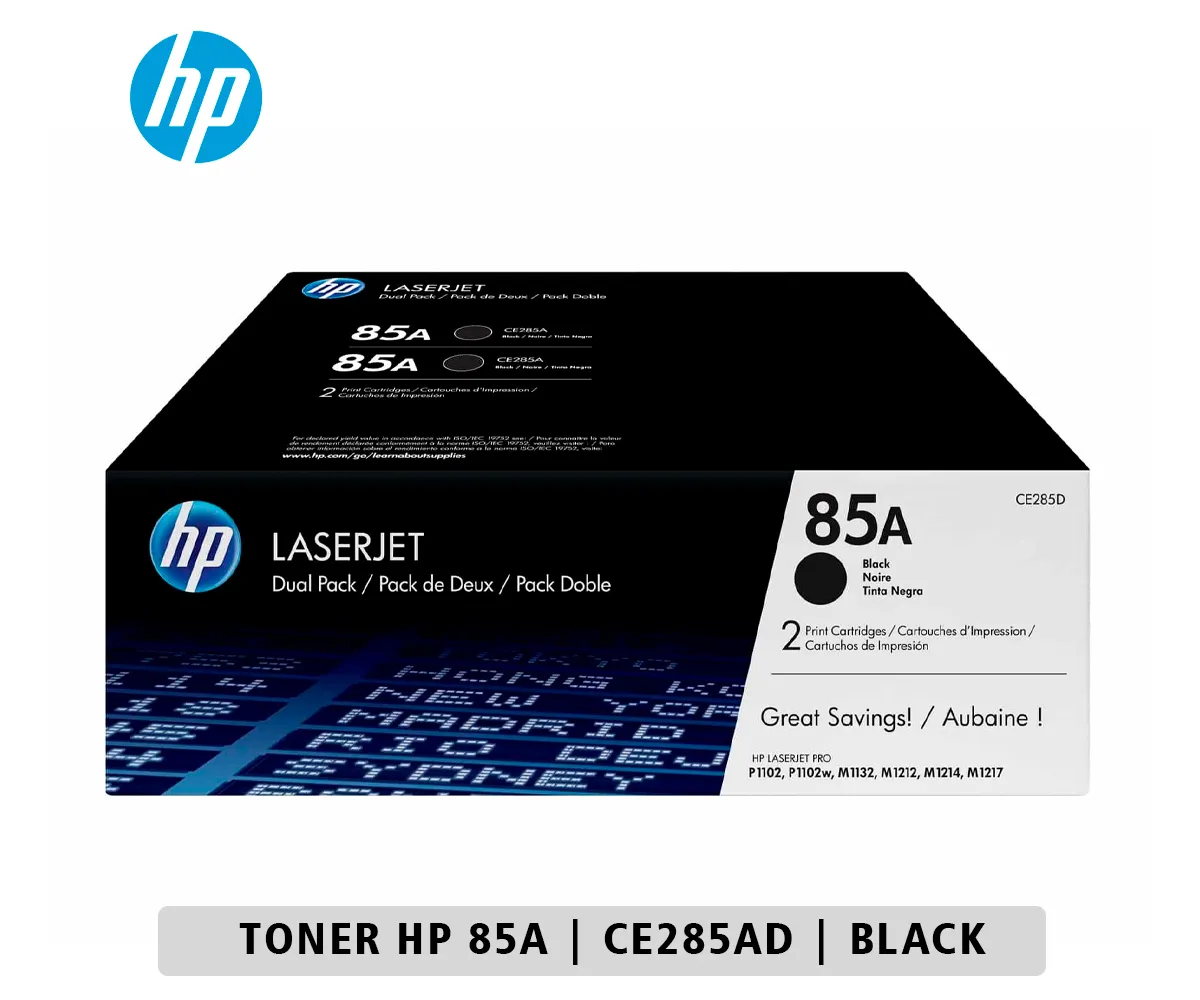 TONER HP CE285AD DUAL PACK BLACK, LASERJET PRO P1102, P1102W, 1600 PÁGINAS. - imagen 1