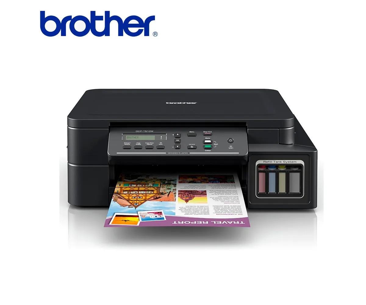 IMPRESORA BROTHER DCP-T510W, 27PPM NEGRO, 10PPM COLOR, TINTA CONTINUA, WI-FI, USB 2.0 - imagen 1