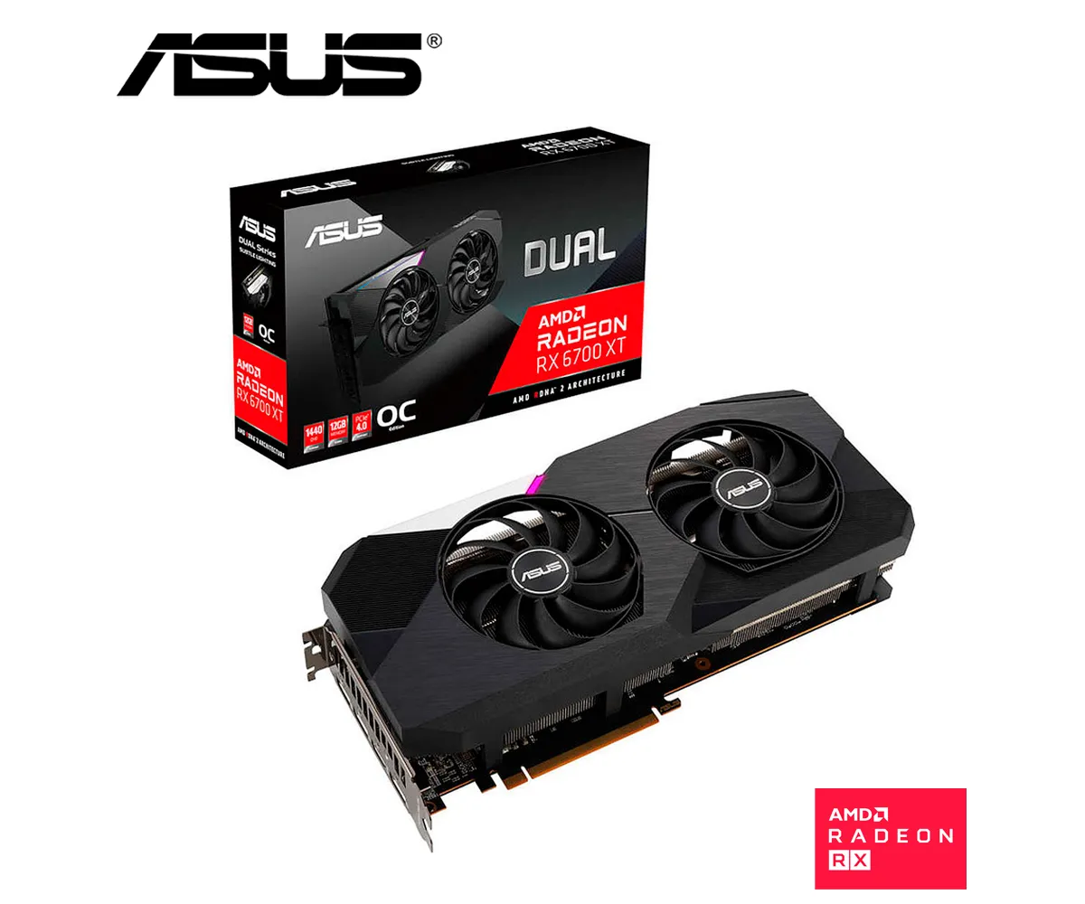 TARJETA DE VIDEO ASUS RADEON RX DUAL-RX6700XT-O12G, GDDR6, HDMI - DP, 192 BITS - imagen 1