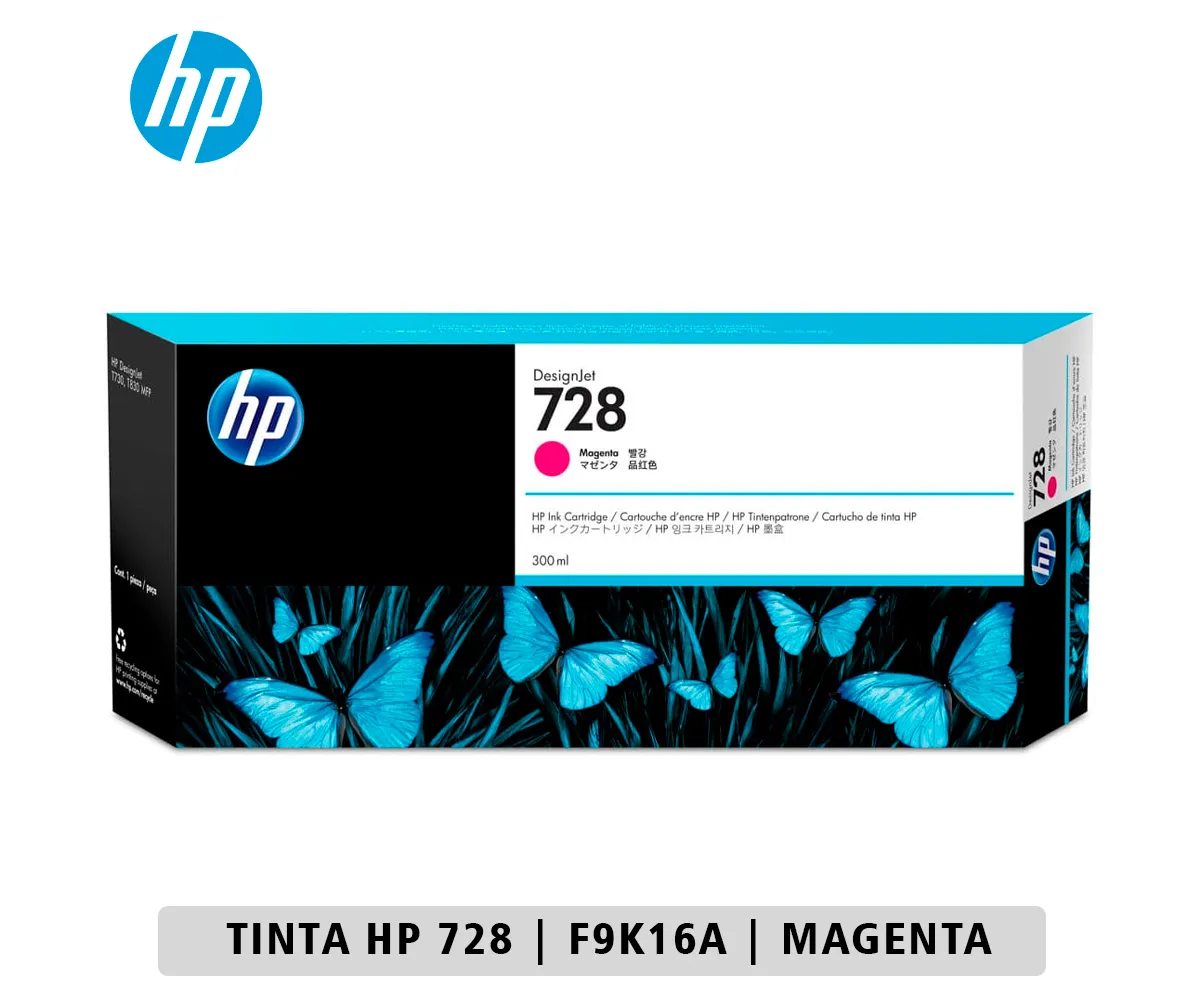 TINTA HP 728 MAGENTA F9K16A DESIGNJET T730, T830, 300 ML - imagen 1