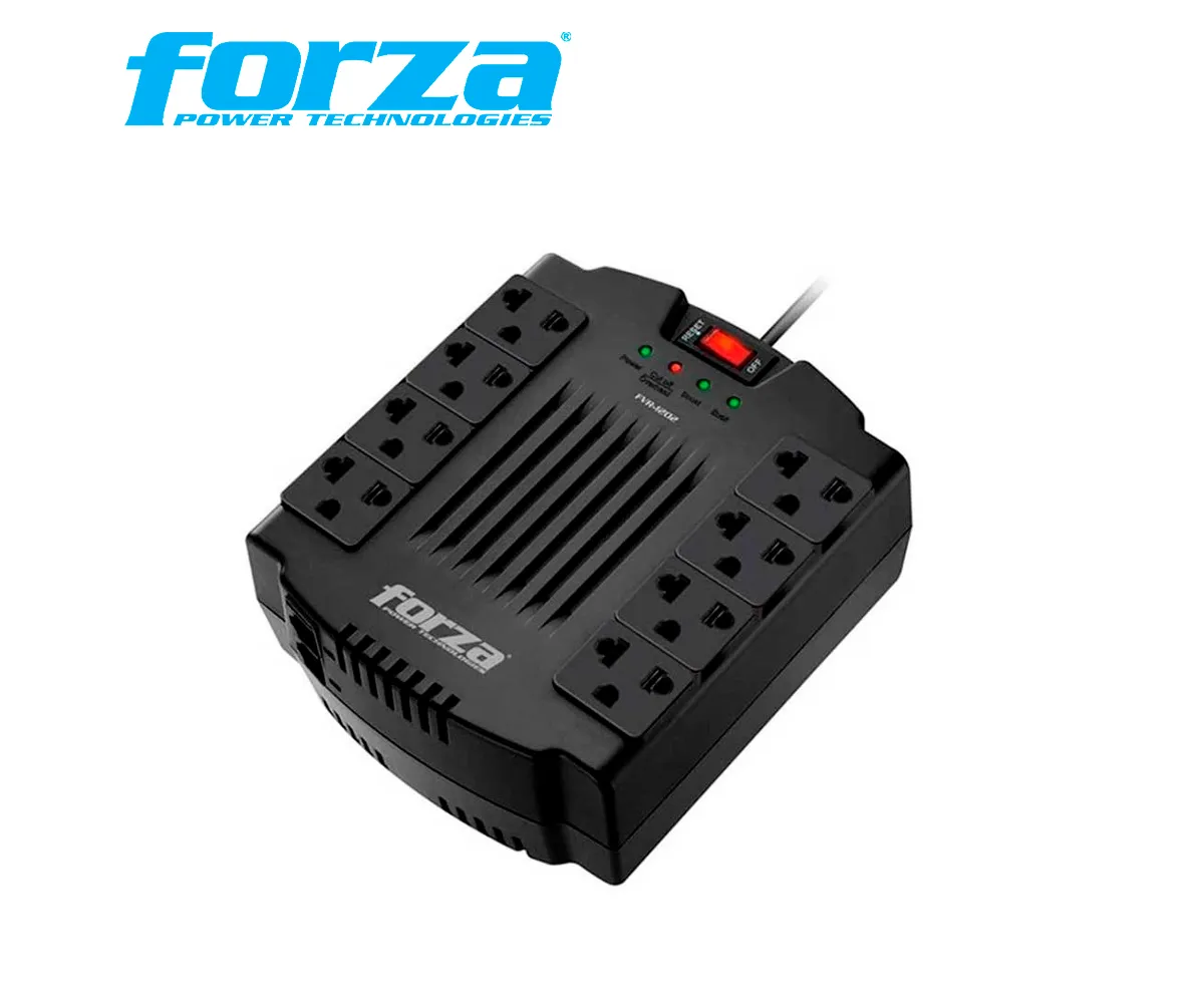 ESTABILIZADOR FORZA, 8 TOMAS 220V, 1200VA, 2 USB, FVR-1202USB. - imagen 3