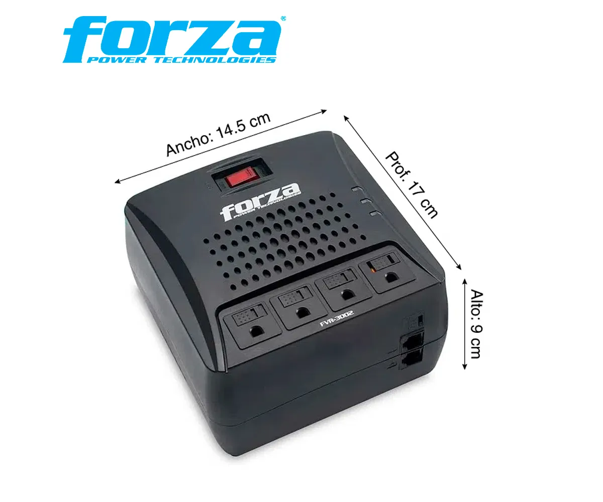 ESTABILIZADOR FORZA 3000VA FVR-3002 1500W VATIOS, 4 TOMAS 220V - imagen 3