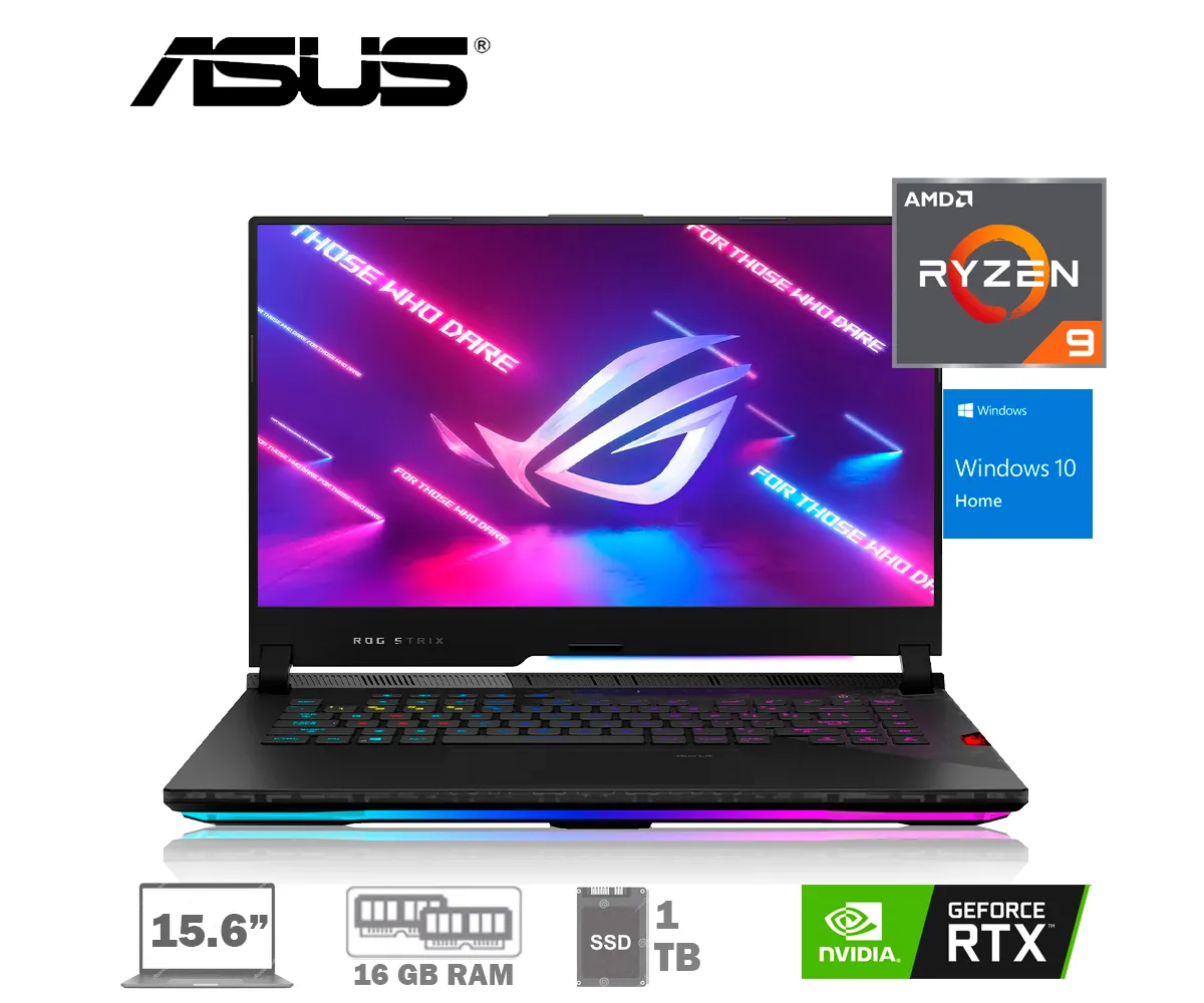 LAPTOP ASUS ROG STRIX SCAR 15 G533QS, LED 15.6" FHD A 300HZ, RYZEN 9 5900HX, RAM 16GB, SSD 1 TB PCIE, 8GB RTX 3080, WIN 10 HOME - imagen 1