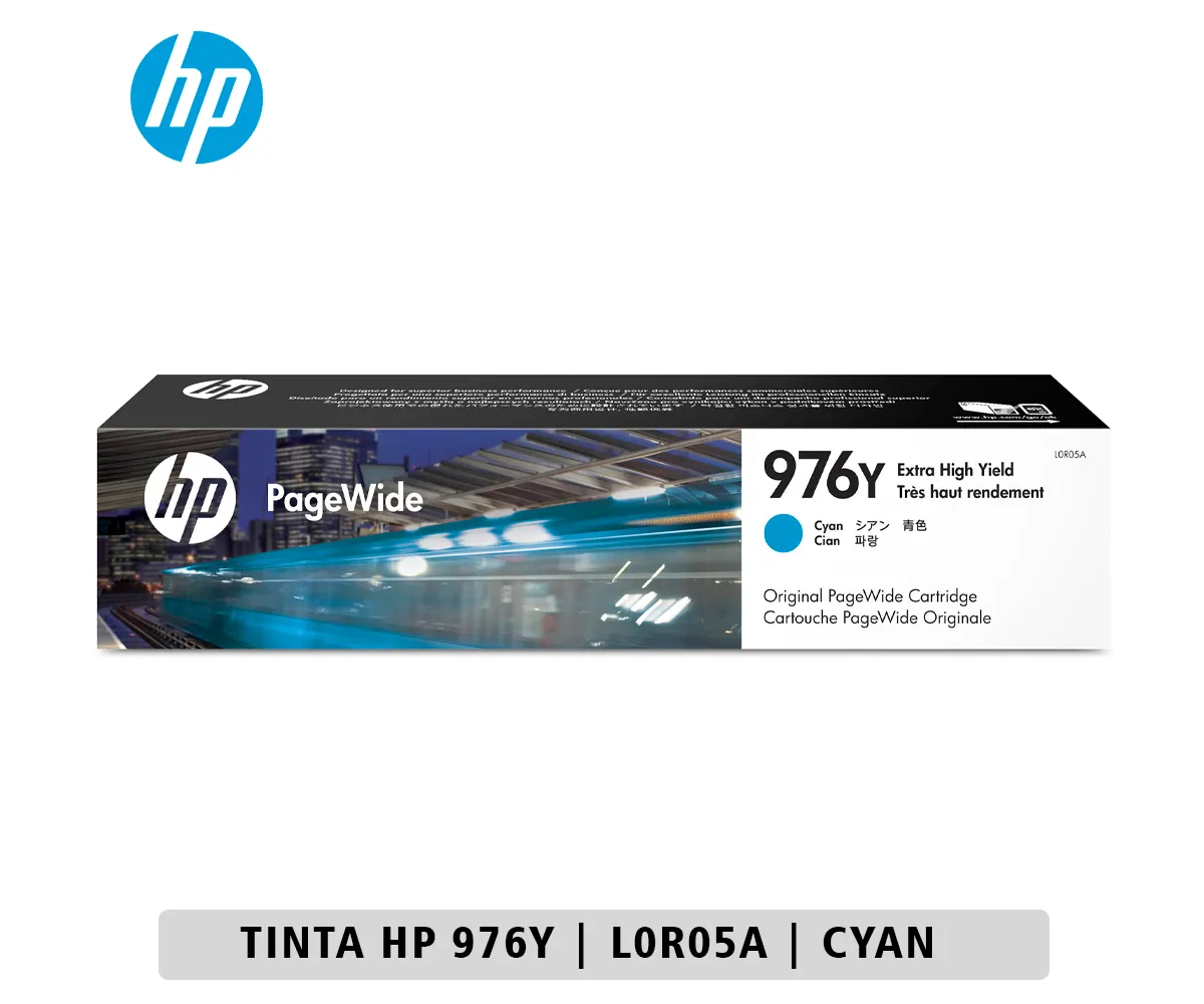 TINTA HP 976Y CYAN L0R05A PAGE WIDE PRO 552, 577, 13,000 PAGINAS. - imagen 1