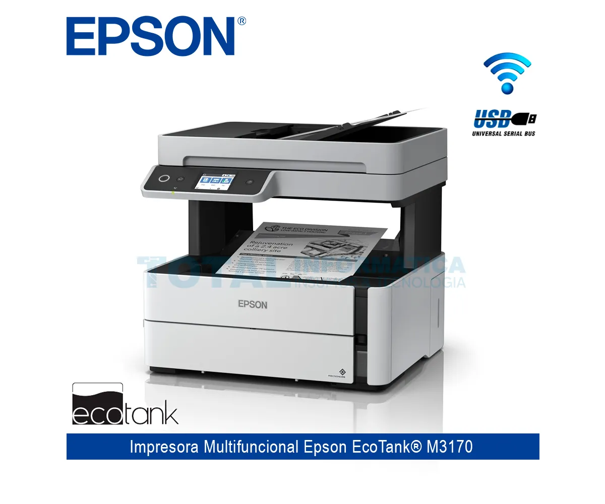 IMPRESORA EPSON ECOTANK M3170, MONOCROMATICA, FAX, USB, WIFI - imagen 2