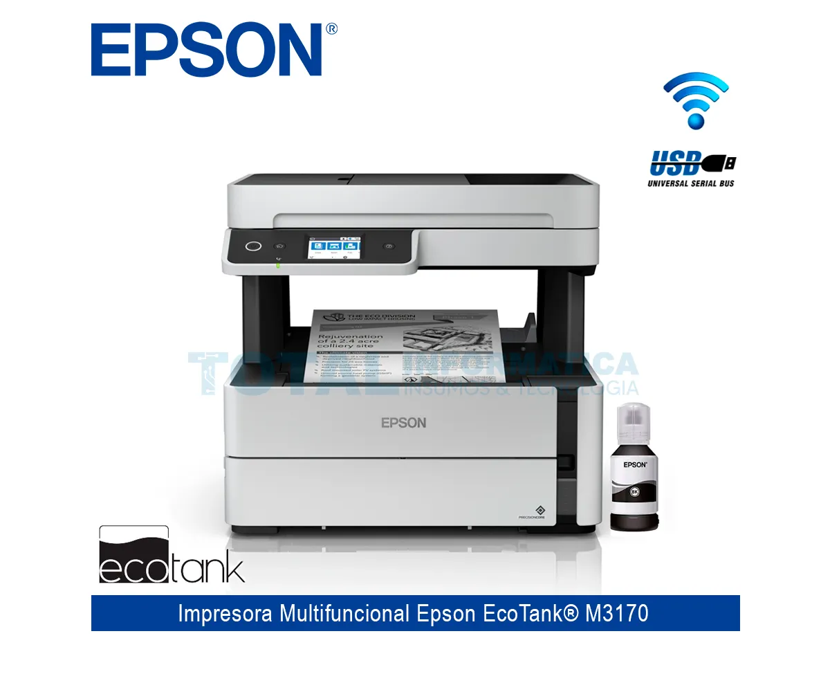 IMPRESORA EPSON ECOTANK M3170, MONOCROMATICA, FAX, USB, WIFI - imagen 1