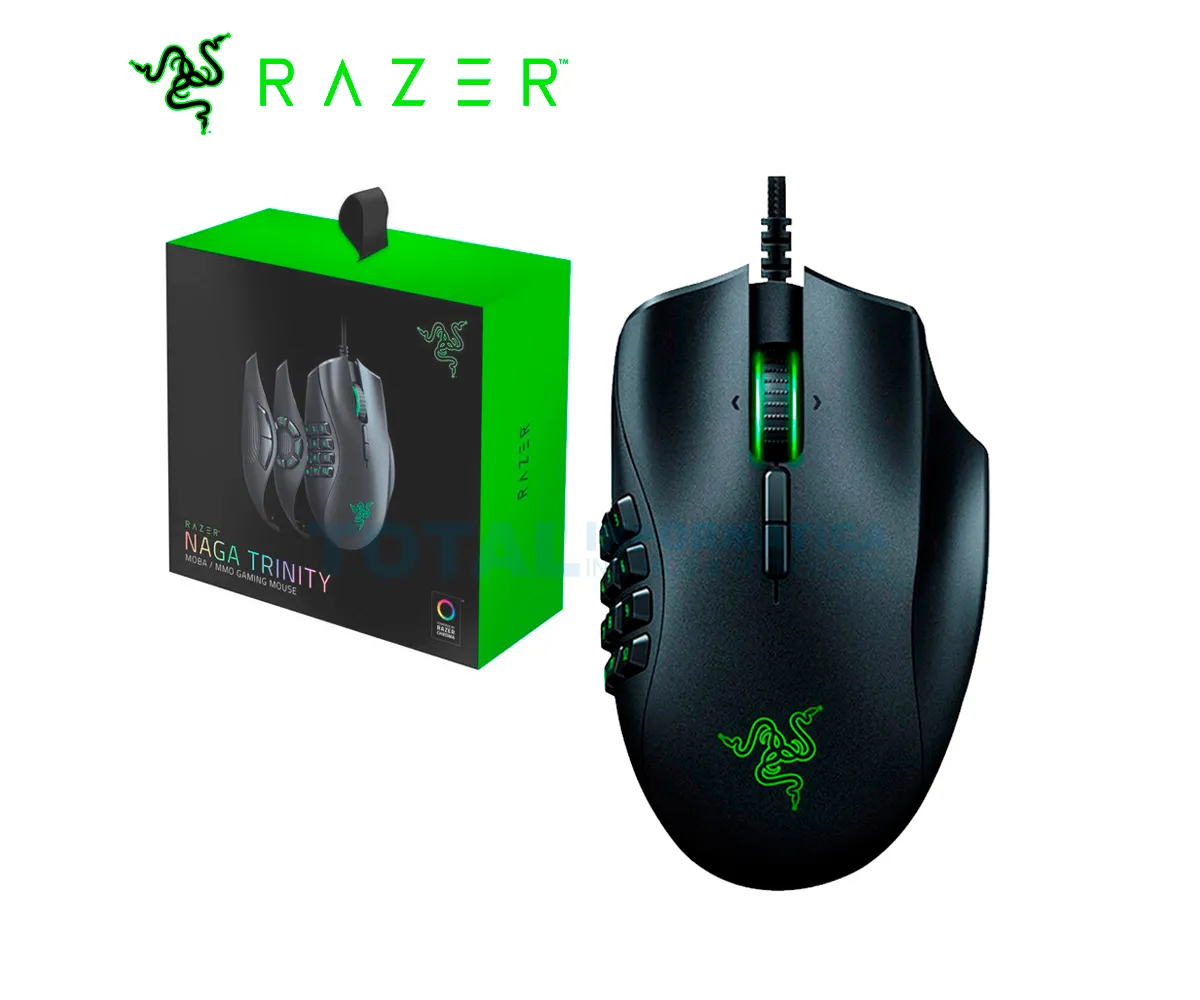 MOUSE GAMING RAZER NAGA TRINITY MMO/MOBA 16K DPI, CHROMA, NEGRO - imagen 1