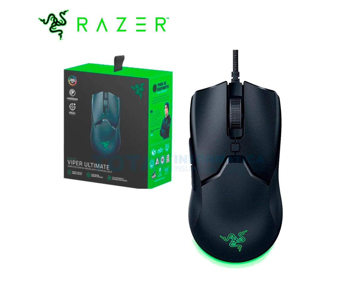 MOUSE GAMING RAZER VIPER ULTIMATE INALÁMBRICO, HIPERVELOCIDAD 20K DPI, LED, NEGRO - imagen 1