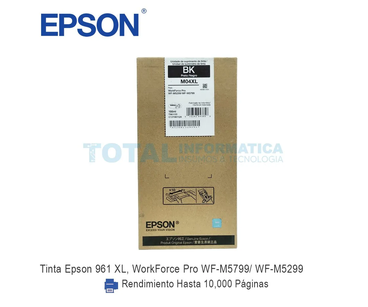 BOLSA DE TINTA EPSON 961 XL ( T961120-AL ) NEGRO, 10K - imagen 1