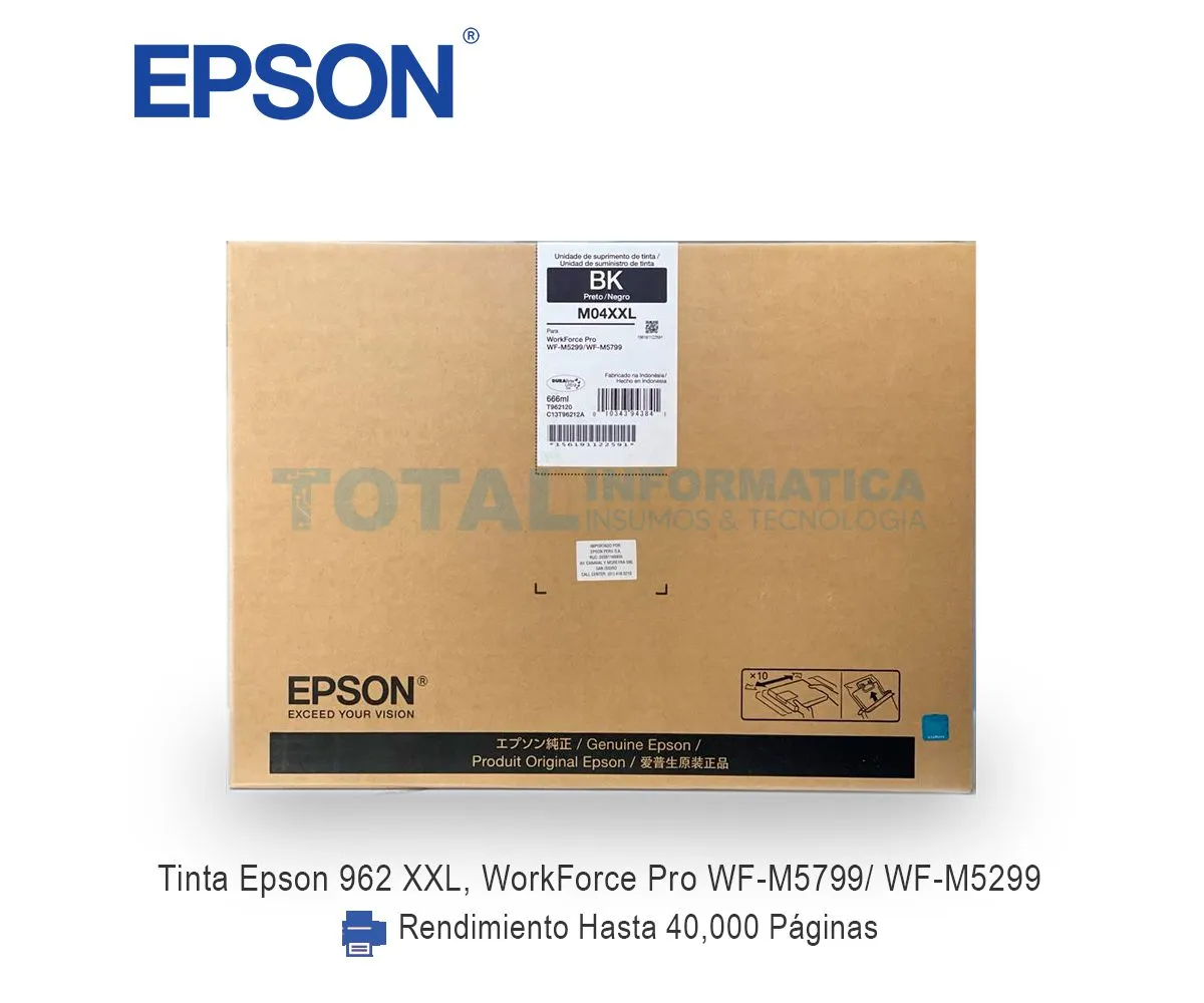 TINTA EPSON 962 XXL ( T962120-AL ) NEGRO, 40K PÁGINAS - imagen 1