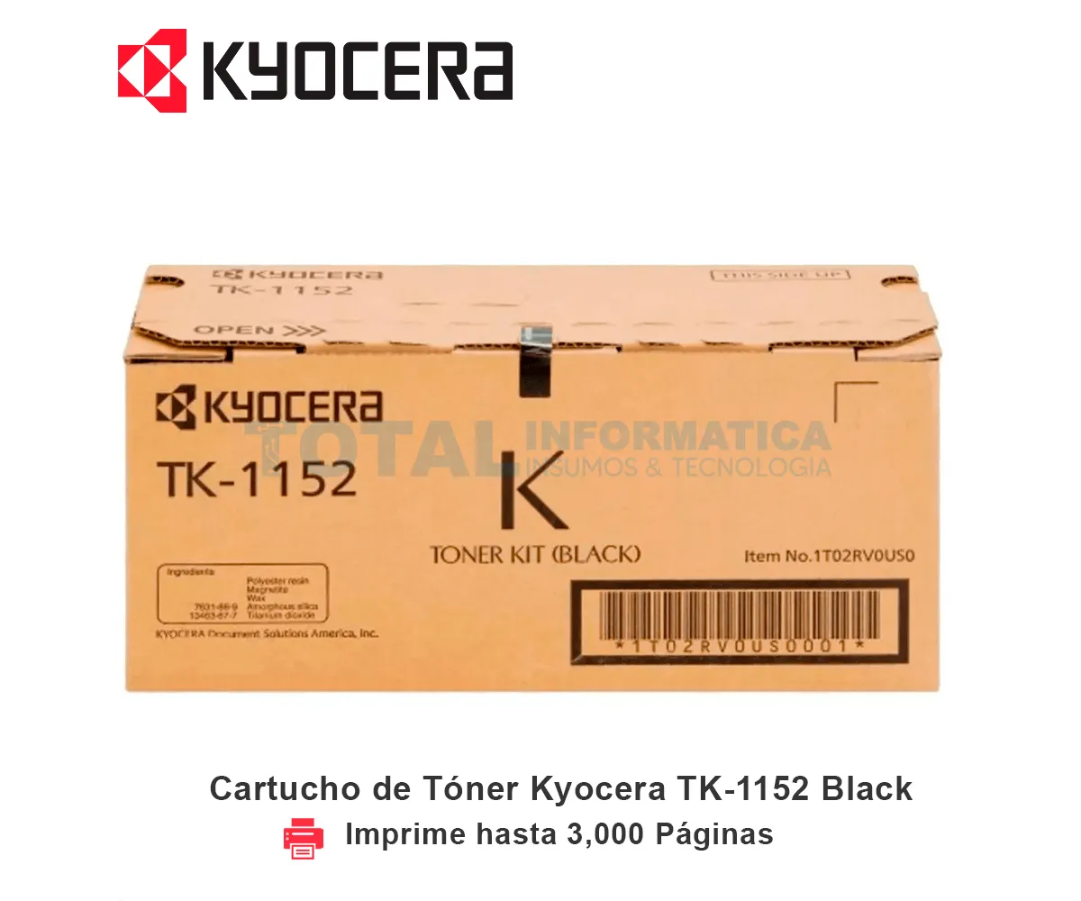TONER KYOCERA TK-1152 BLACK, ECOSYS P2235DN, M2135DN, 3,000 PAGINAS - imagen 1