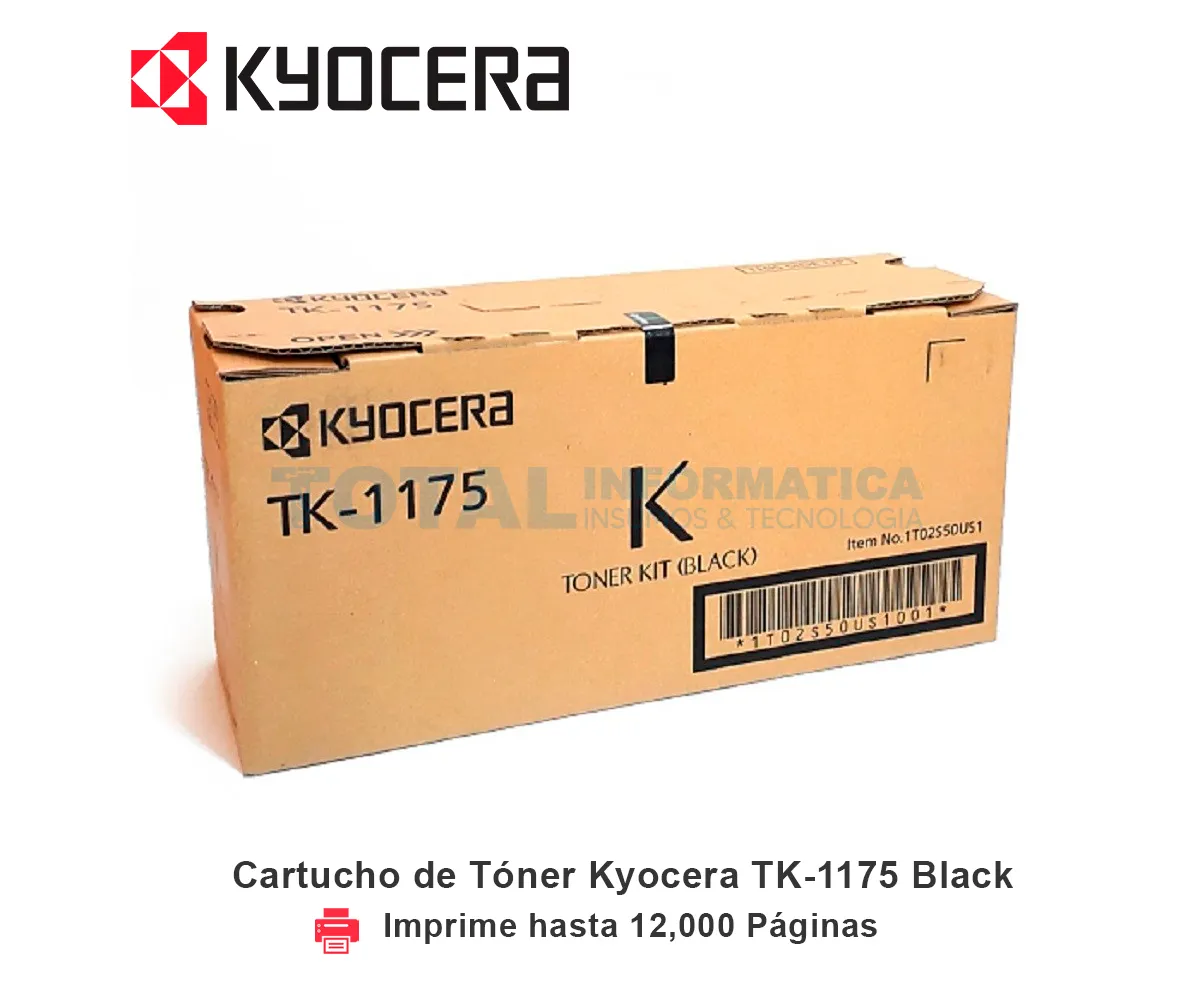 TONER KYOCERA TK-1175 BLACK, ECOSYS M2640IDWL, M2040DN, 12,000 PAGINAS - imagen 1